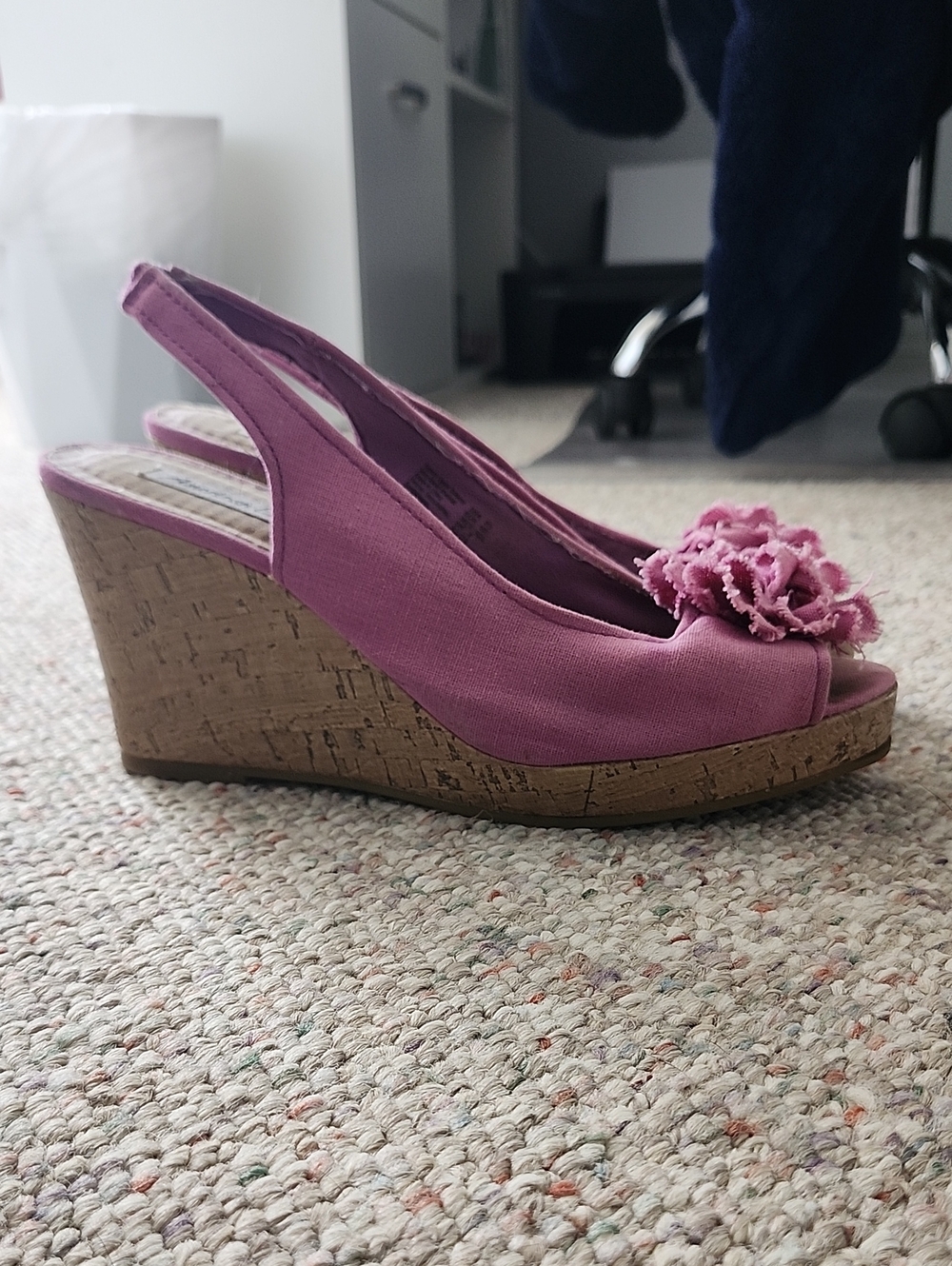 American Eagle Outfitters Pink Slingback Cork Wedge Sandals